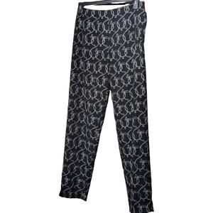 Talbots Black All Over Top Stitch Flat Front Side Stretch Zip Pant Womens Sz 10